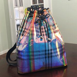 Rare rainbow lattice transparent bucket backpack